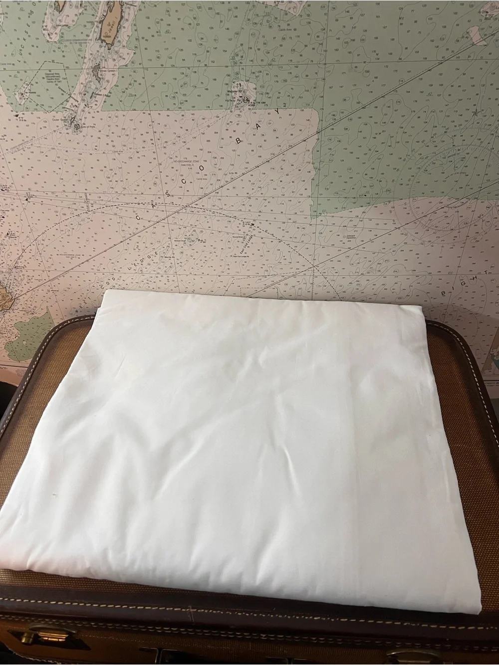 L.L. Bean Queen Size White Cotton Chambray Comforter Duvet Cover - NEW!